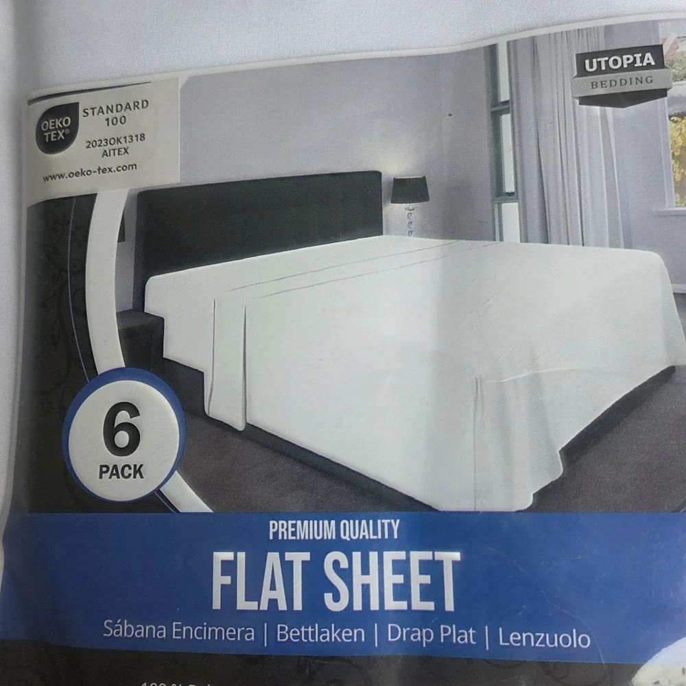NIP Utopia Bedding 6pack Flat White Sheets Soft Brushed Microfiber Fabric
